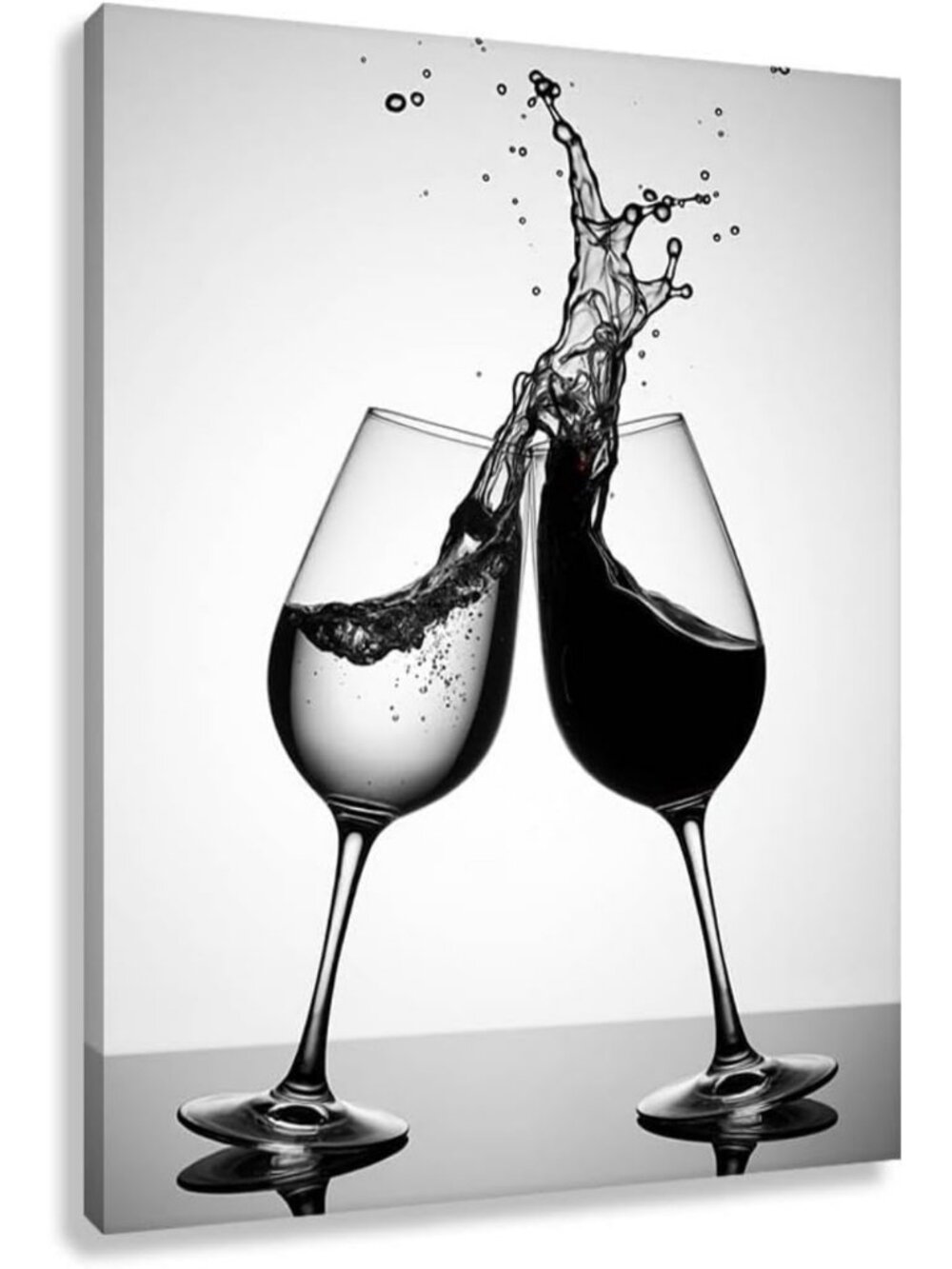 Modern Black & White Wine Splash Canvas Art Print - Abstract Home Decor 18x24